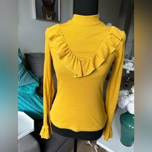 Mustard Yellow Shein Ruffle Sweater